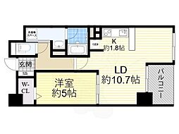 セレッソコート上本町EAST 1LDKの間取図画像