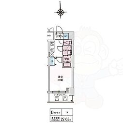 大阪市天王寺区生玉町マンション 1Kの間取図画像