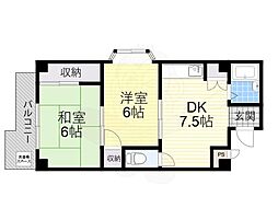 メゾンダイコー 2DKの間取図画像