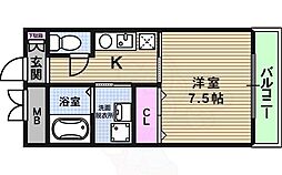 ラシーヌ玉造 1Kの間取図画像