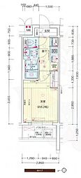 プレサンス上町台夕陽丘 1Kの間取図画像
