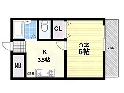 エムローズ 1Kの間取図画像