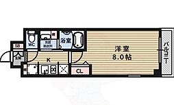 クオーレ玉造 1Kの間取図画像