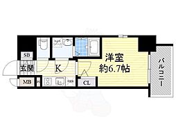エスリード大阪上本町グリーズ 1Kの間取図画像