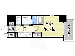 エスリード大阪上本町グリーズ 1Kの間取図画像