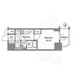 エスリード大阪城KROG 1Kの間取図画像