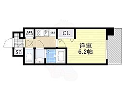 FIRSTFIORE天王寺筆ヶ崎EYE 1Kの間取図画像