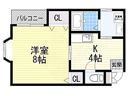 プランドール 1Kの間取図画像