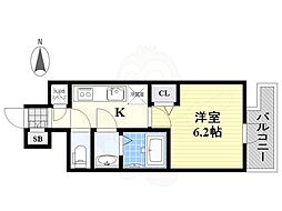 FIRSTFIORE天王寺筆ヶ崎EYE 1Kの間取図画像