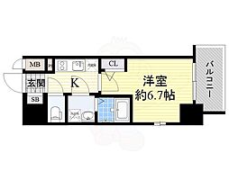 エスリード大阪上本町グリーズ 1Kの間取図画像