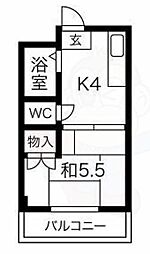 エルドムス陽光一番館 1Kの間取図画像