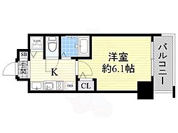 プレサンス大阪城公園パークプレイス 1Kの間取図画像