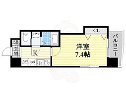 Luxe天王寺 1Kの間取図画像