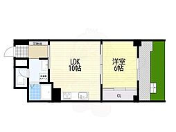 天王寺東ハイツ 1LDKの間取図画像