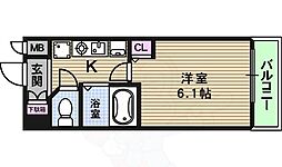 エステムコート四天王寺夕陽丘 1Kの間取図画像