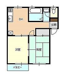 グランデュール・イノックス2 2DKの間取図画像