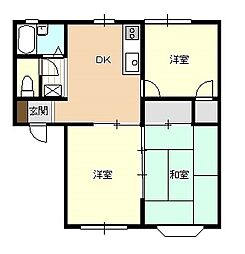 コーポ・ミユキB 3DKの間取図画像
