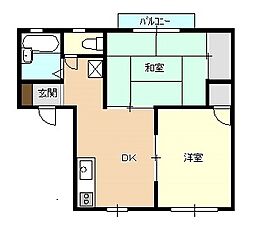 ガーデンカントリー 2DKの間取図画像