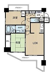 コスモ三国ケ丘 2LDKの間取図画像