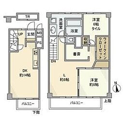 小田急小田原線 経堂駅 徒歩6分の賃貸マンション 4階2LDKの間取り