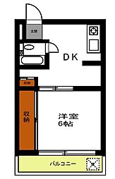 小田急小田原線 経堂駅 徒歩9分の賃貸マンション 1階1DKの間取り