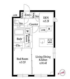 小田急小田原線 下北沢駅 徒歩9分の賃貸マンション 2階1SLDKの間取り