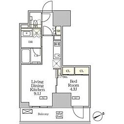 JR京浜東北・根岸線 大森駅 徒歩2分の賃貸マンション 4階1LDKの間取り