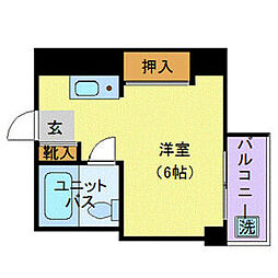 京王線 千歳烏山駅 徒歩8分の賃貸マンション 7階ワンルームの間取り