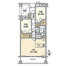 京王線 芦花公園駅 徒歩10分の賃貸マンション 2階2LDKの間取り