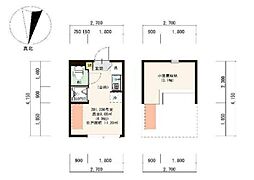 東急多摩川線 矢口渡駅 徒歩7分の賃貸アパート 2階ワンルームの間取り