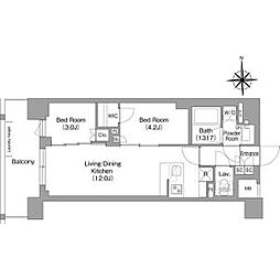 京急本線 大森町駅 徒歩12分の賃貸マンション 2階2LDKの間取り