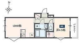東急池上線 蓮沼駅 徒歩13分の賃貸アパート 1階1LDKの間取り