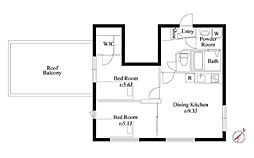 東急田園都市線 三軒茶屋駅 徒歩10分の賃貸マンション 5階2DKの間取り