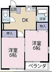 京急空港線 京急蒲田駅 徒歩6分の賃貸アパート 2階2DKの間取り