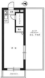 東急池上線 蓮沼駅 徒歩9分の賃貸マンション 3階ワンルームの間取り