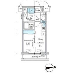 デュオフラッツ千歳船橋 1DKの間取図画像