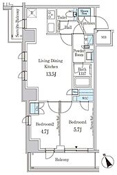 パークアクシス下北沢 2LDKの間取図画像