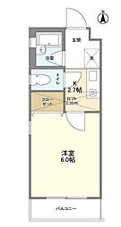 ホワイトガーデニア 1Kの間取図画像