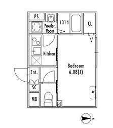 GRANPASEO明大前IV 1Kの間取図画像