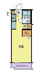 東急東横線 祐天寺駅 徒歩8分の賃貸マンション 3階ワンルームの間取り