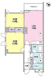 東急世田谷線 三軒茶屋駅 徒歩2分の賃貸マンション 11階2LDKの間取り