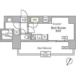 アジールコート三宿テラス ワンルームの間取図画像