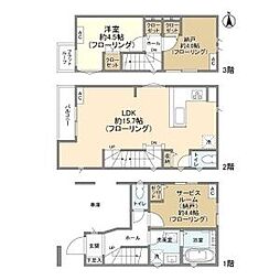 東急多摩川線 蒲田駅 徒歩12分の賃貸一戸建て 1階1SLDKの間取り