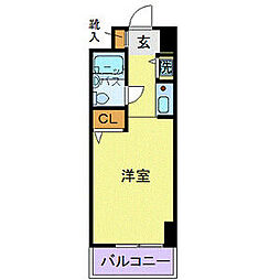 東急東横線 新丸子駅 徒歩7分の賃貸マンション 4階ワンルームの間取り