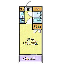東急池上線 池上駅 徒歩3分の賃貸マンション 4階1Kの間取り
