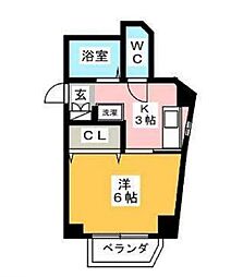 JR京浜東北・根岸線 蒲田駅 徒歩5分の賃貸マンション 3階1Kの間取り