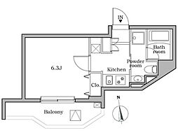 JR京浜東北・根岸線 蒲田駅 徒歩4分の賃貸マンション 2階1Kの間取り