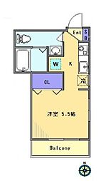 東急世田谷線 三軒茶屋駅 徒歩1分の賃貸マンション 3階ワンルームの間取り