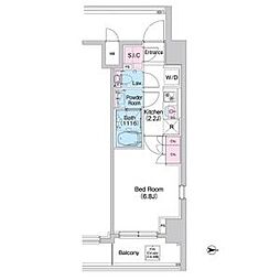 東急田園都市線 駒沢大学駅 徒歩5分の賃貸マンション 5階1Kの間取り