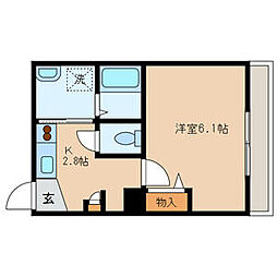 東急世田谷線 上町駅 徒歩12分の賃貸アパート 2階1Kの間取り